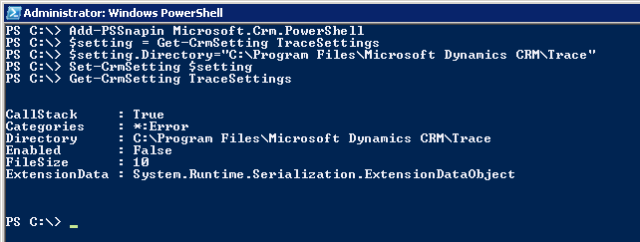 Powershell script to set CRM Trace Directory