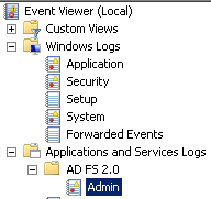 ADFS Server Event Log