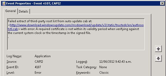 ADFS Server CAPI Error