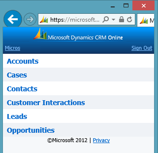 CRM 2011 Mobile Express